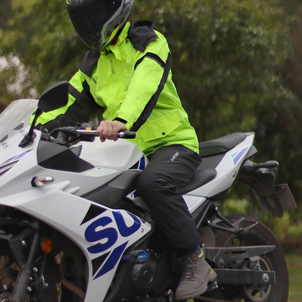 WOSAWE Motorcycle Raincoat Men's Rainproof Thickened plus-Sized Riding Full Body Split Single Raincoat Rain Pants