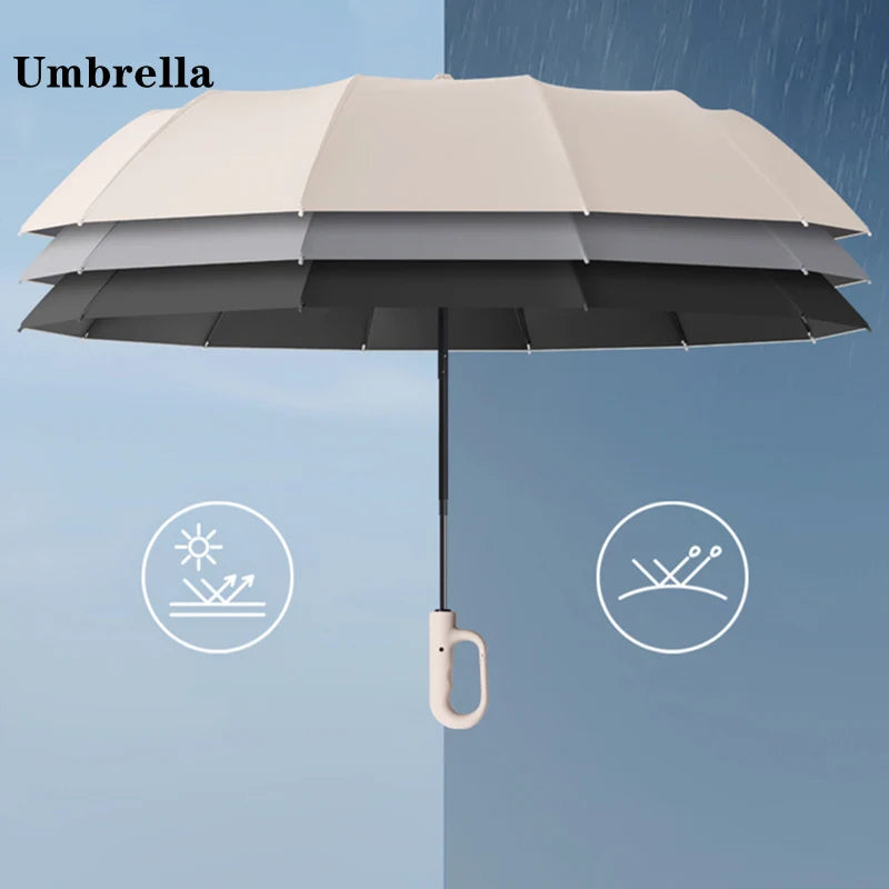 20 Bones Windproof Strong 106CM Reinforced Automatic Folding Umbrella for Men, Large Buckle Handle Wind and Water Resistant