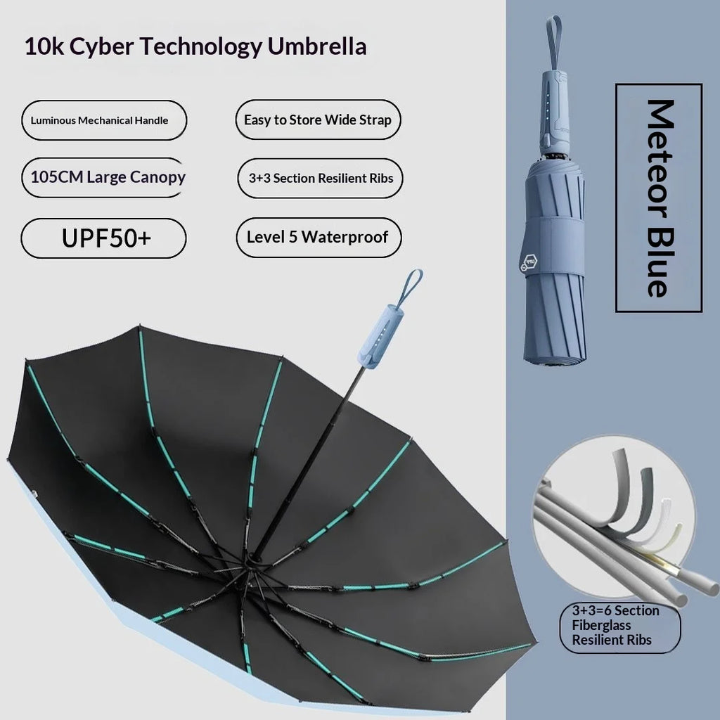 Cyber style fully automatic umbrella,extra large and reinforced,wind-resistant, UV-proof, suitable for both sunny and rainy days