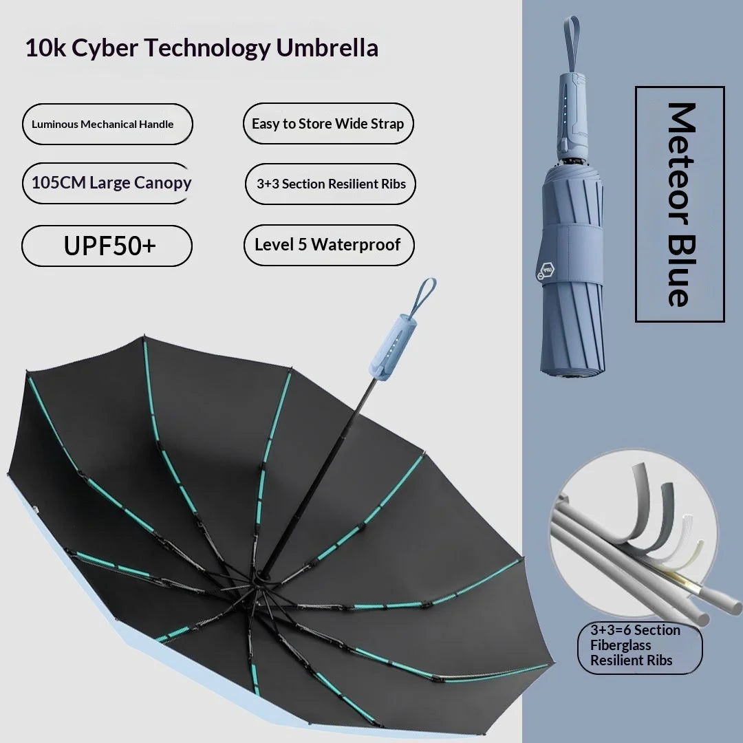 Cyber style fully automatic umbrella,extra large and reinforced,wind-resistant, UV-proof, suitable for both sunny and rainy days