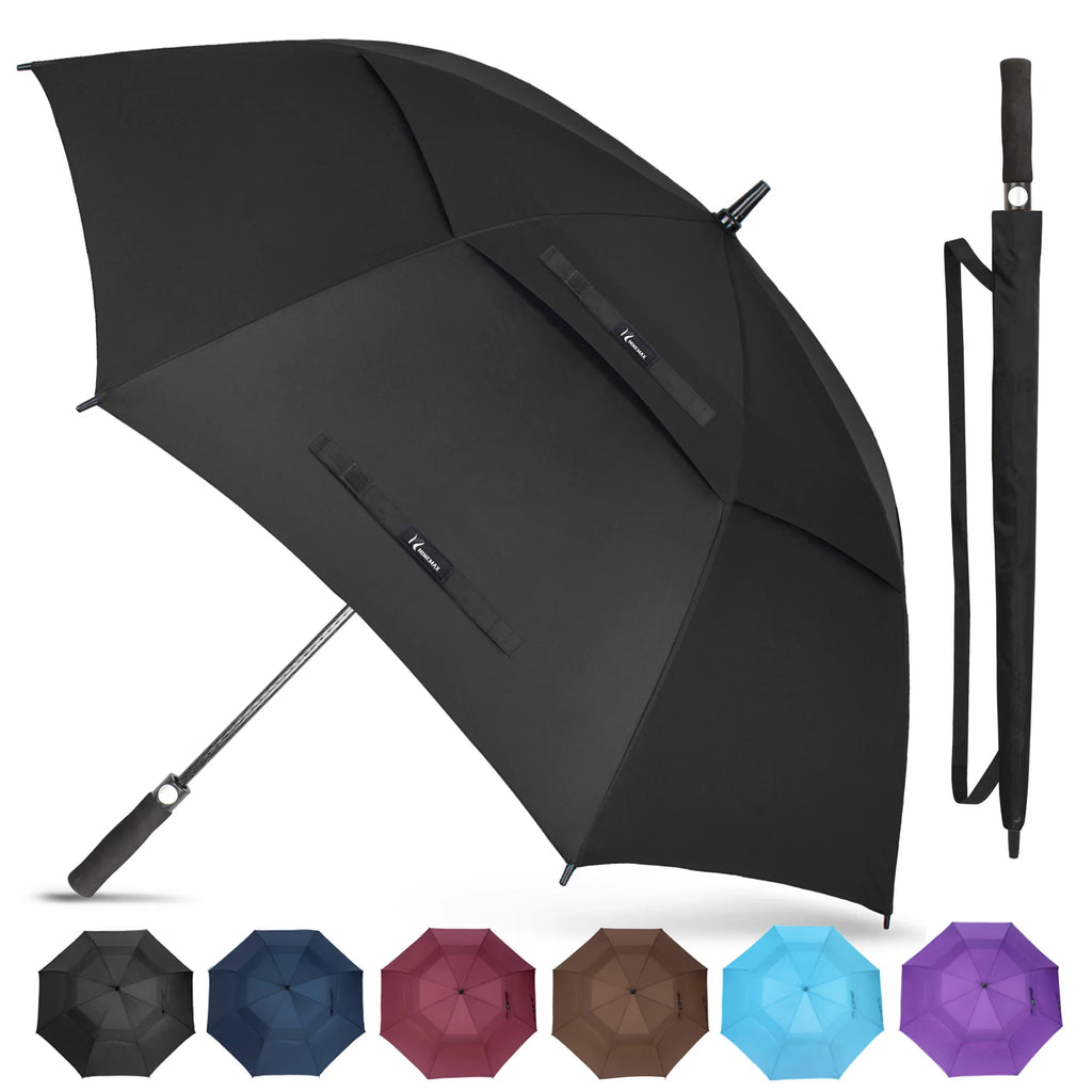 Golf Umbrella Extra Large Oversize Double Canopy Vented Windproof Waterproof Umbrella  62 Inch Automatic Open Golf Umbrella