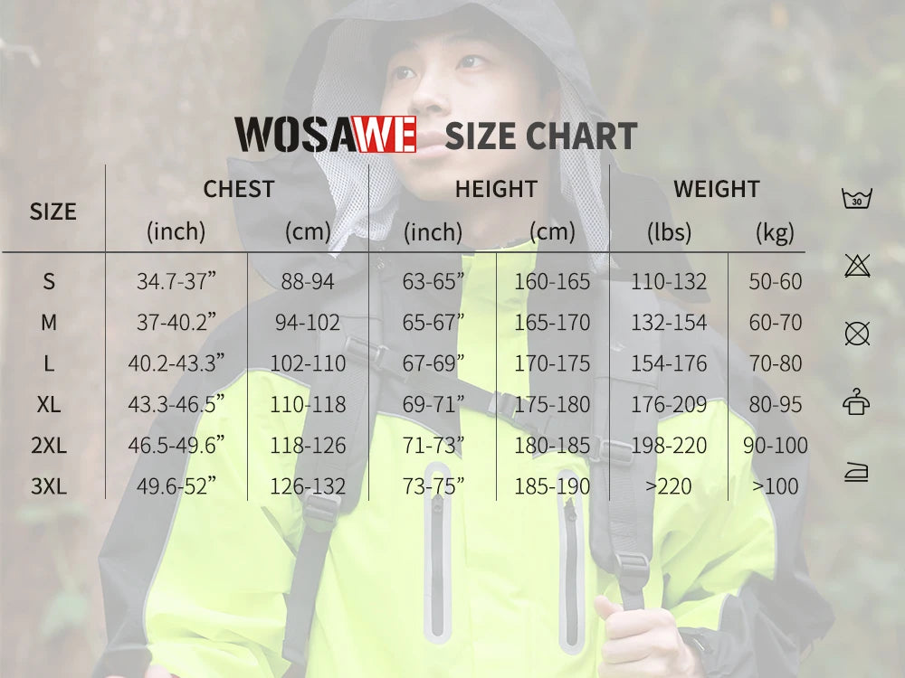 WOSAWE Motorcycle Raincoat Split Men Women Riding Rain CoatAnti-storm Locomotive Rain Cape Whole Body Waterproof Reflective