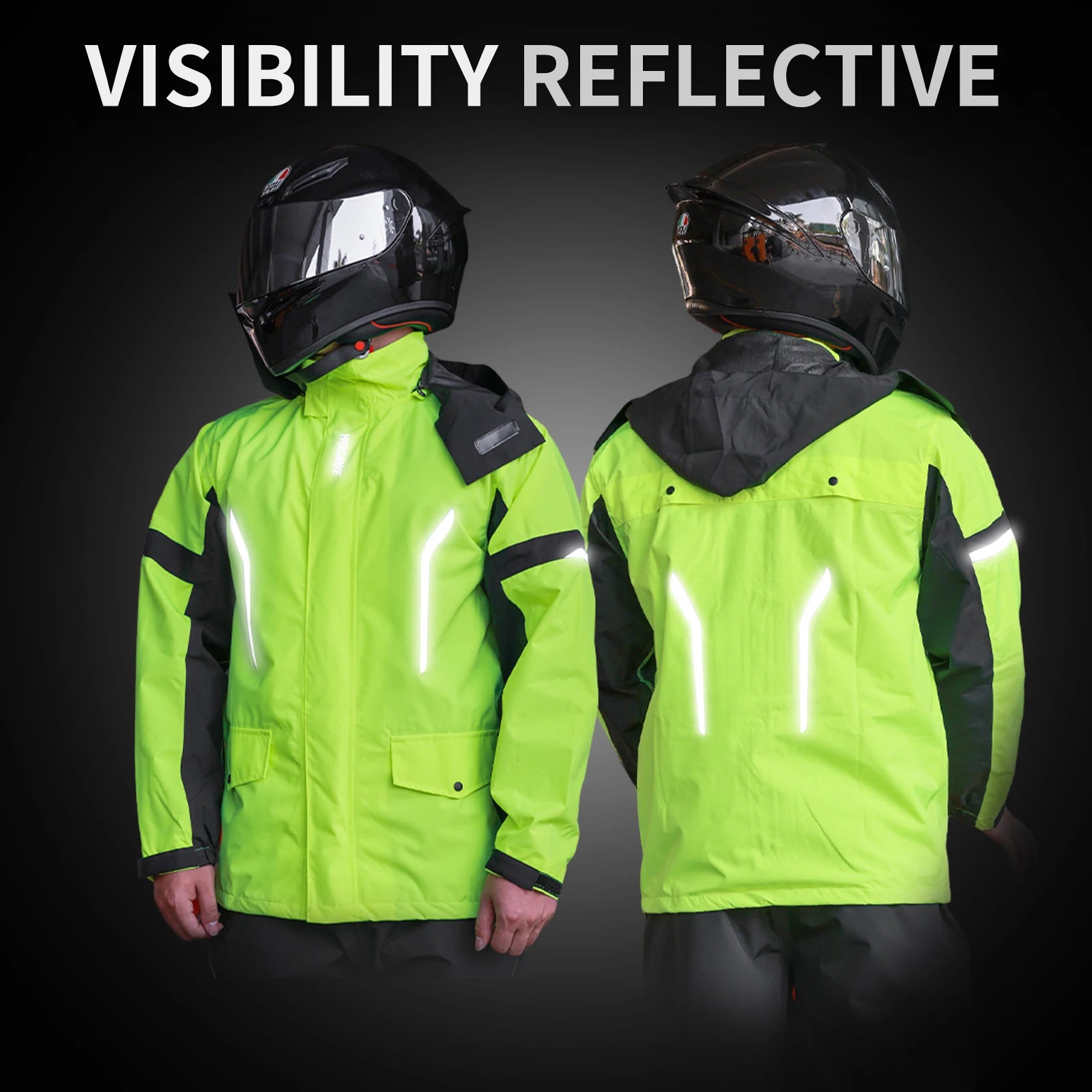 WOSAWE Motorcycle Raincoat Men Women Waterproof Jacket Hiking Windbreaker Breathable Reflective Fishing Camping Hooded Rain Coat