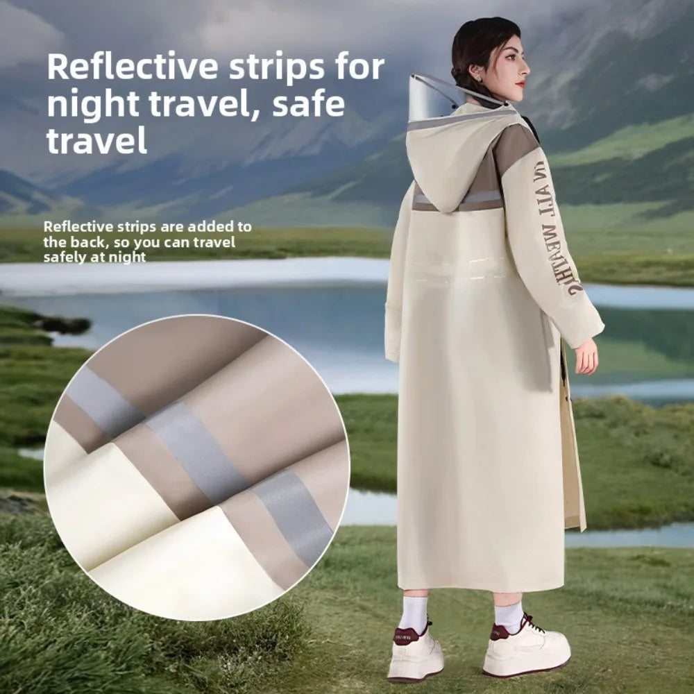 Fashionable Raincoat Long Full Body Rainstorm Proof Female AdultOuter Wear Waist Retractable One-man Electric Car Poncho Outdoor