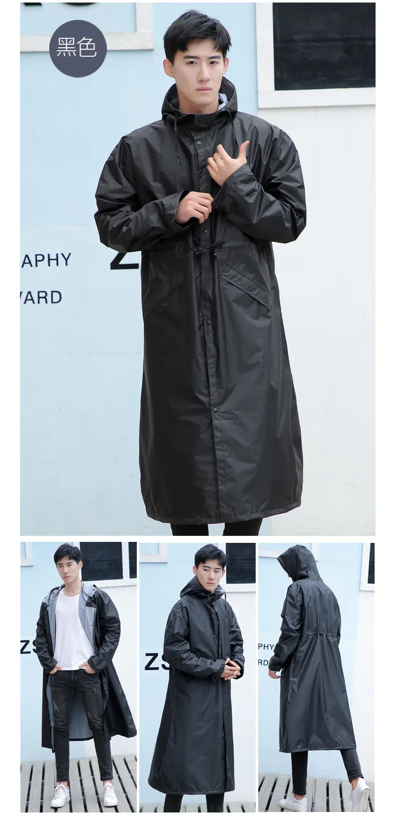Women's Long Lightweight Trench Raincoat Poncho Waterproof Korean Style for Adults