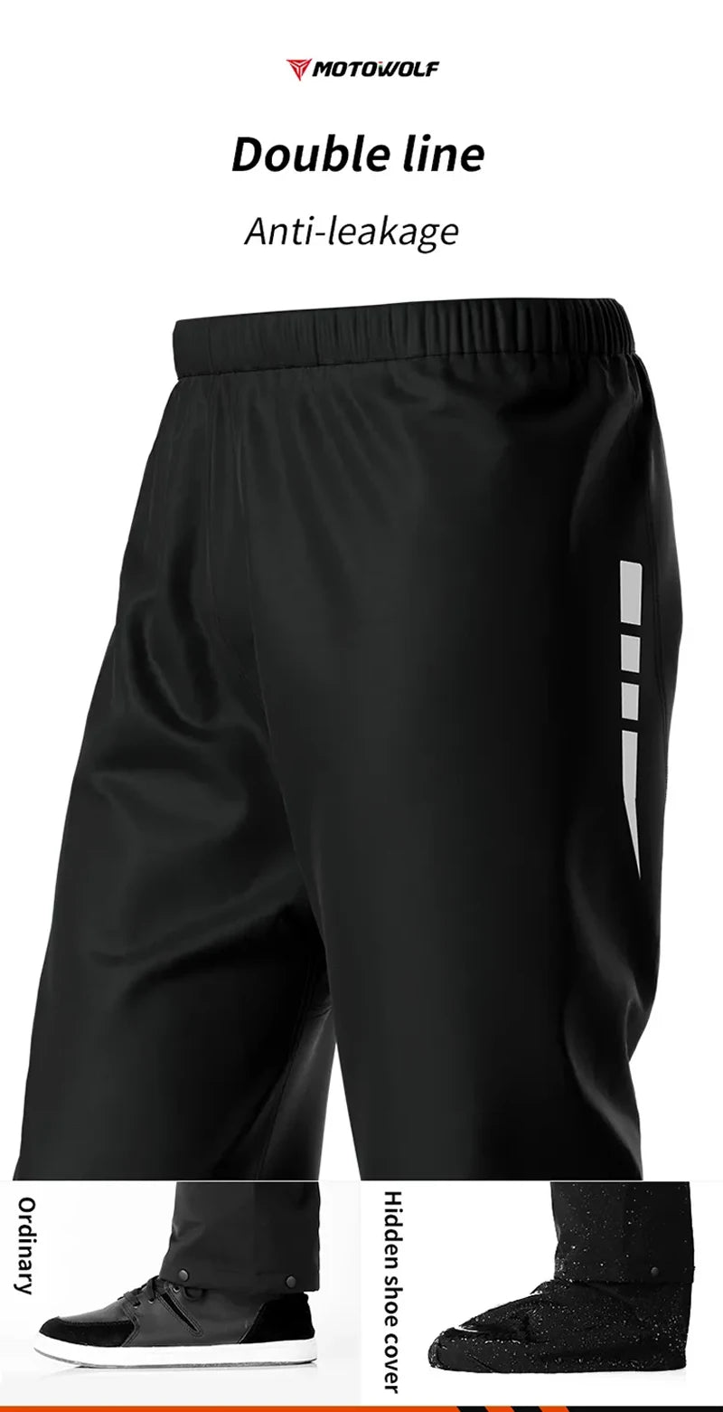 Motorcycle Rainsuit Waterproof Split Raincoat Suit Cycling Motorbike Jacket and Pants Lightweight Foldable Windproof Reflective