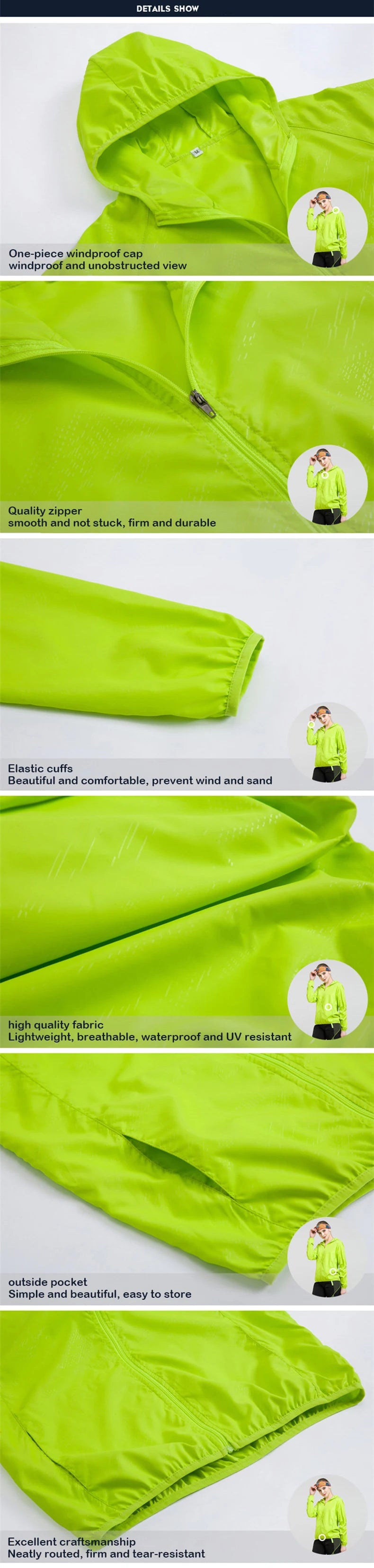 JNLN Unisex Waterproof Outdoor Sport Jacket Men Women Hiking Camping Trekking Quick Dry Windbreaker Sun-Protective Rain Coat