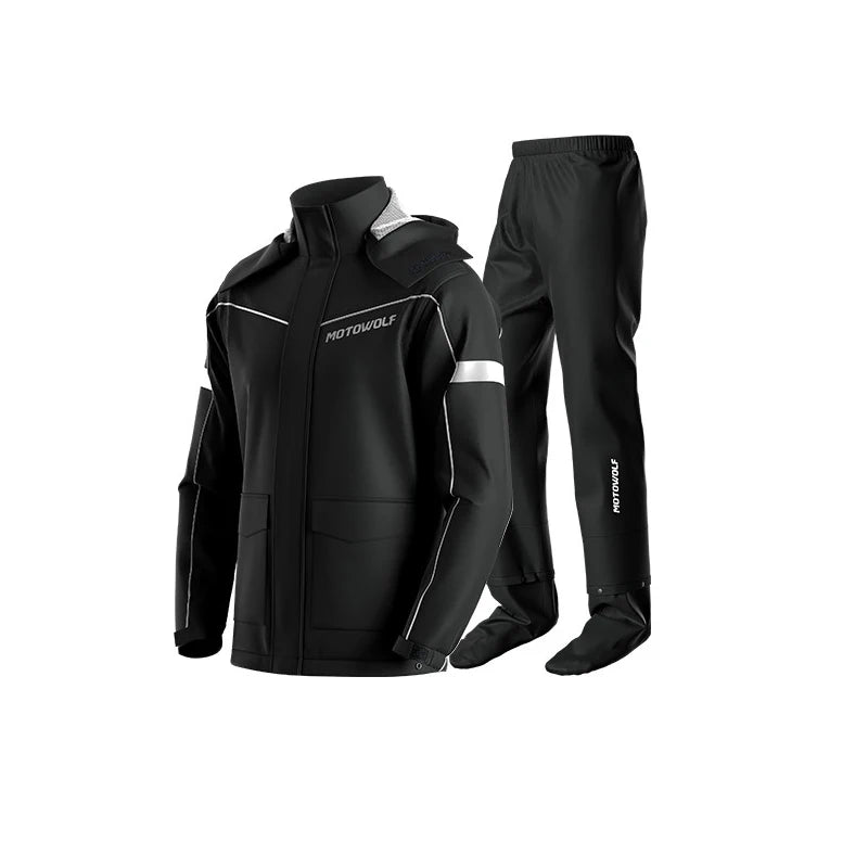 Motorcycle Rainsuit Waterproof Split Raincoat Suit Cycling Motorbike Jacket and Pants Lightweight Foldable Windproof Reflective