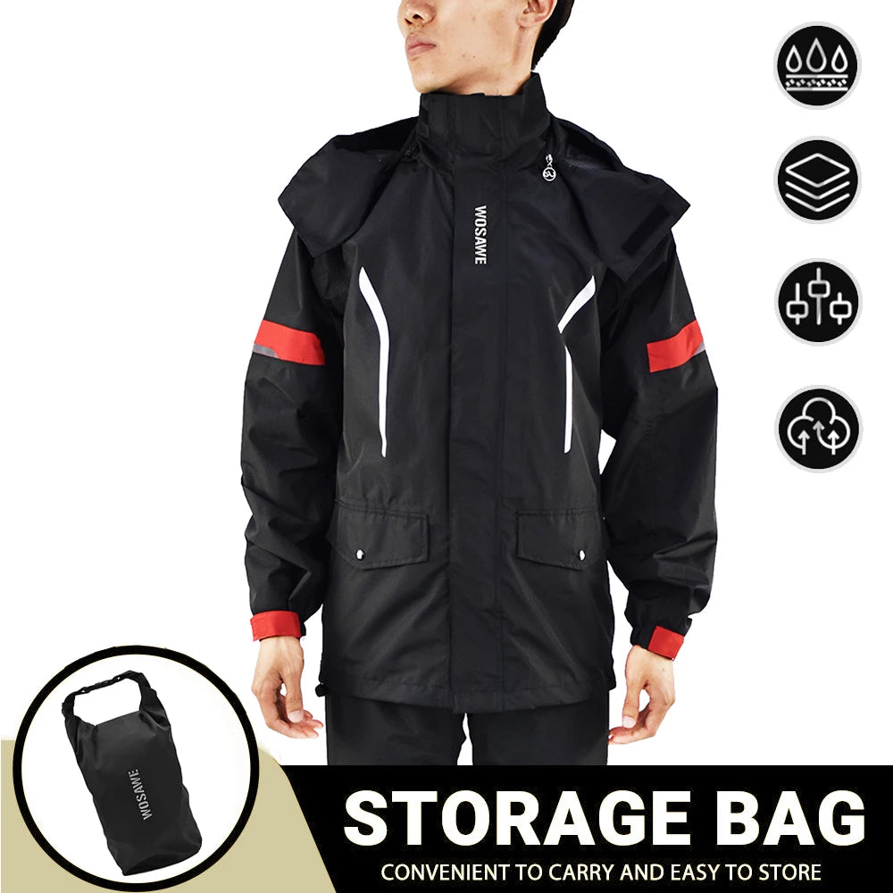 WOSAWE Motorcycle Raincoat Men's Rainproof Thickened plus-Sized Riding Full Body Split Single Raincoat Rain Pants