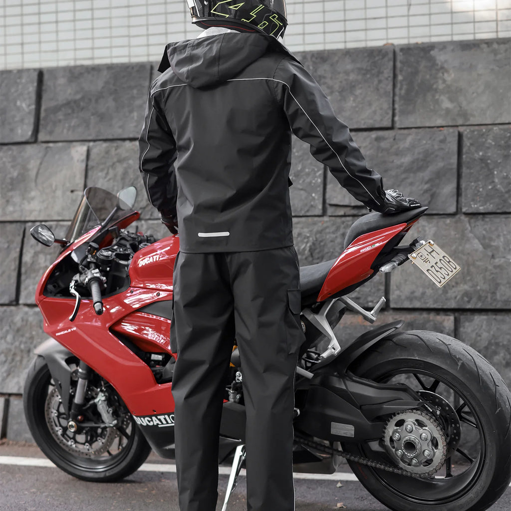 WOSAWE Motorcycle Raincoat Suit Moto Rider Split Waterproof Jacket Rain Pants E-bike Hiking Fishing Camping Foldable Rainwear