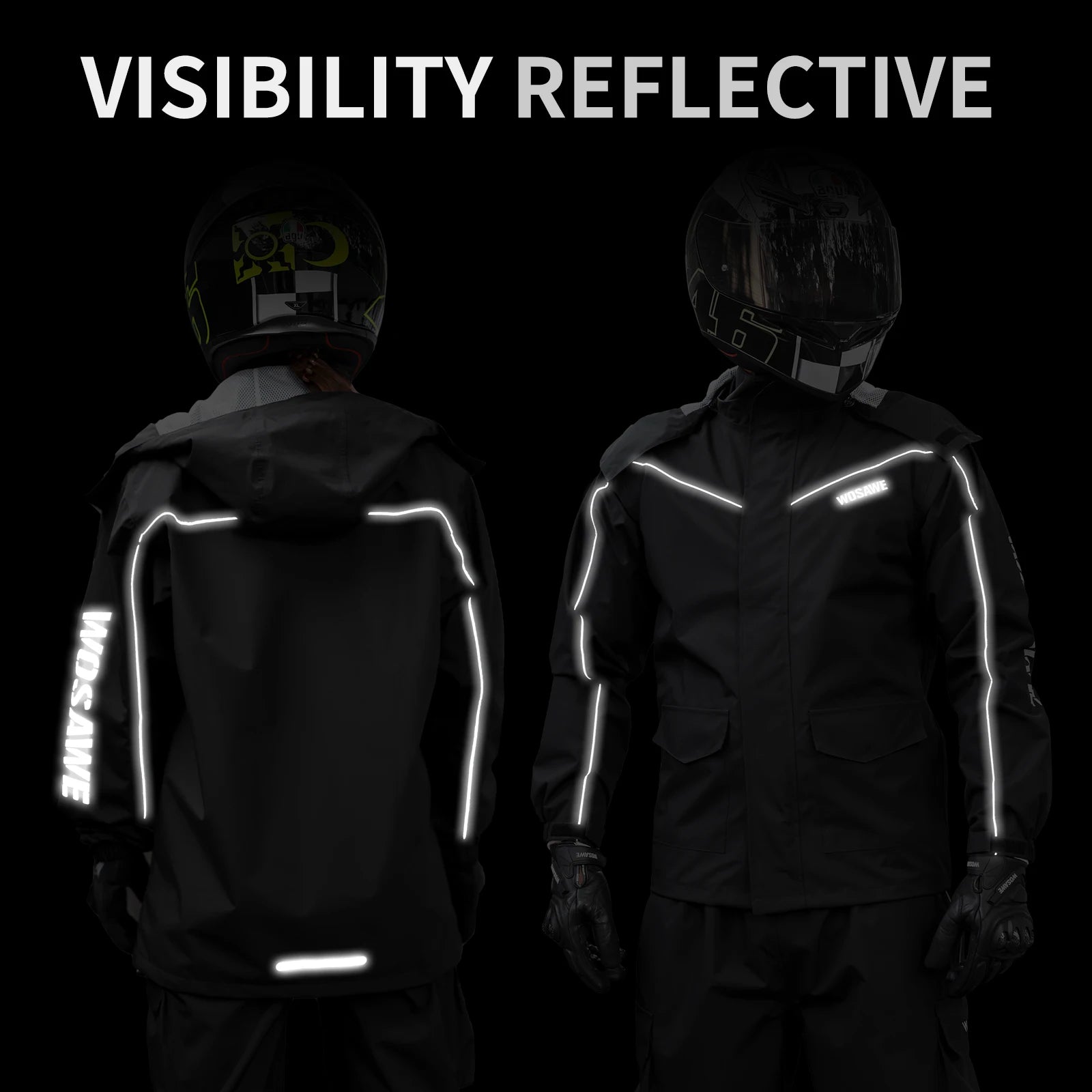 WOSAWE Motorcycle Raincoat Men Women Waterproof Motorcycle Rider Raincoat Moto Raincoat Jacket Biker Raincoat