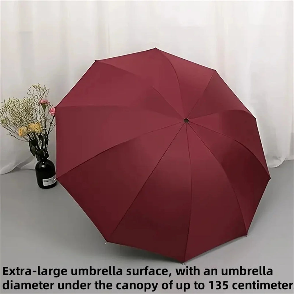 Large size super large umbrella for men and women, three-person double-use umbrella for sun and rain, strengthening, student fol