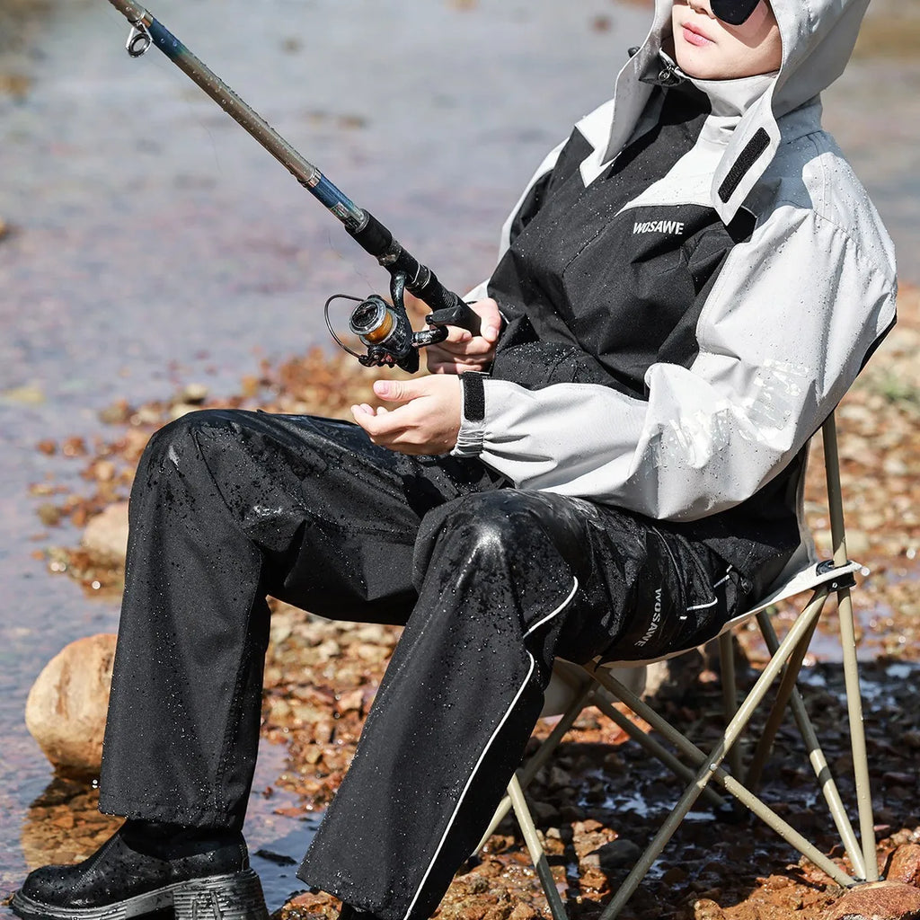 WOSAWE Motorcycle Raincoat Suit Moto Rider Split Waterproof Jacket Rain Pants E-bike Hiking Fishing Camping Foldable Rainwear