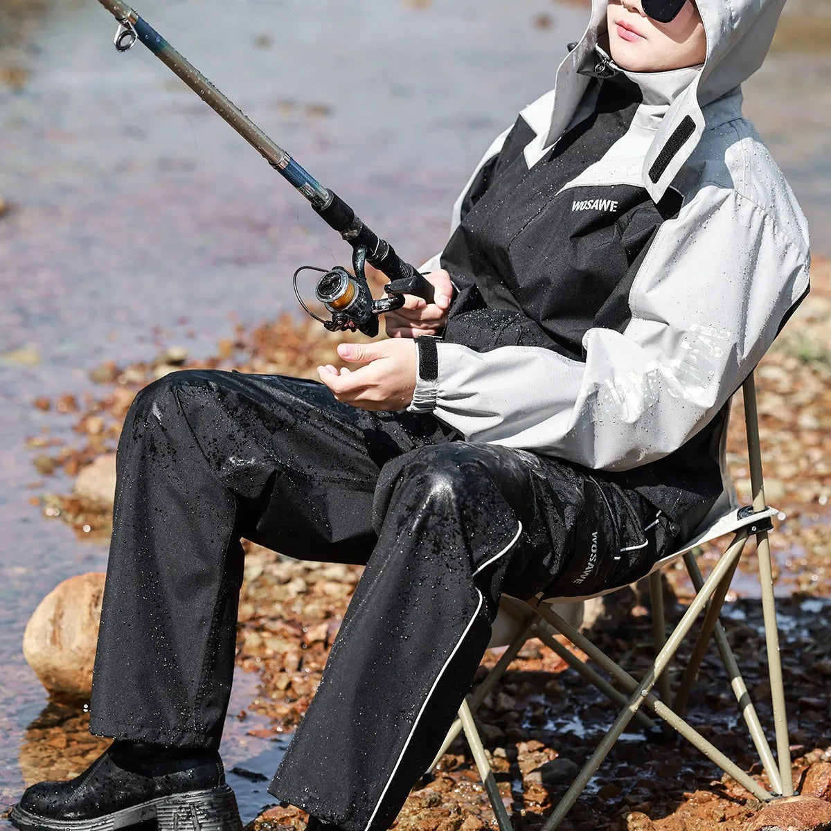 WOSAWE Motorcycle Raincoat Suit Moto Rider Split Waterproof Jacket Rain Pants E-bike Hiking Fishing Camping Foldable Rainwear