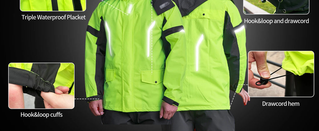 WOSAWE Motorcycle Raincoat Men Women Waterproof Jacket Hiking Windbreaker Breathable Reflective Fishing Camping Hooded Rain Coat