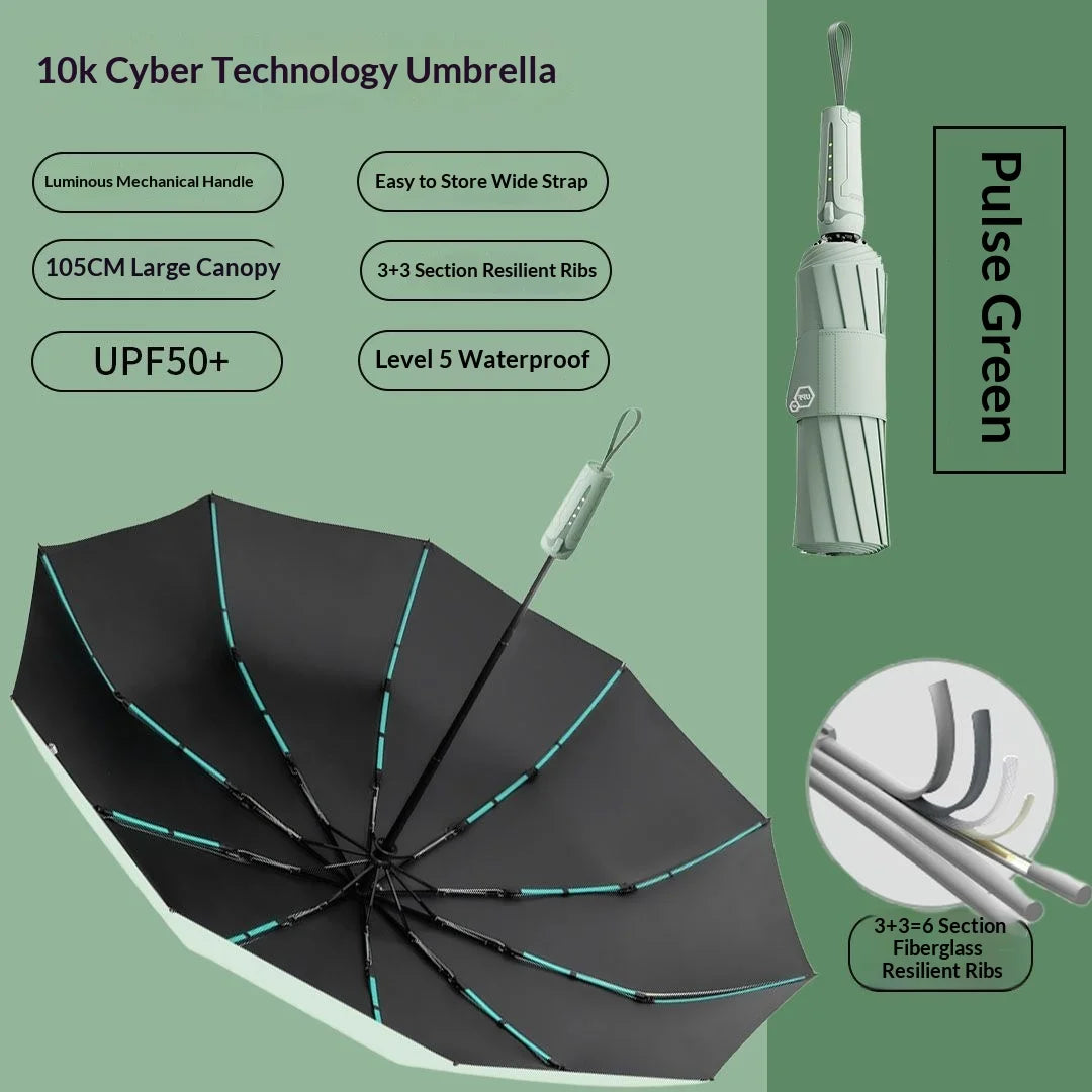 Cyber style fully automatic umbrella,extra large and reinforced,wind-resistant, UV-proof, suitable for both sunny and rainy days