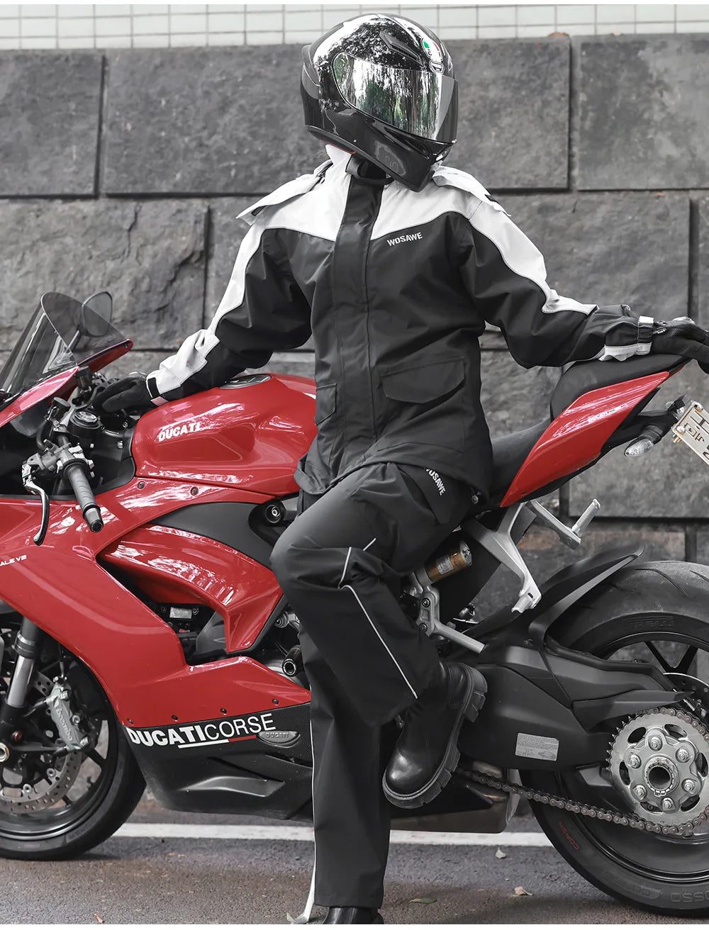 WOSAWE Motorcycle Raincoat Suit Moto Rider Split Waterproof Jacket Rain Pants E-bike Hiking Fishing Camping Foldable Rainwear