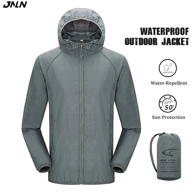 JNLN Unisex Waterproof Outdoor Sport Jacket Men Women Hiking Camping Trekking Quick Dry Windbreaker Sun-Protective Rain Coat