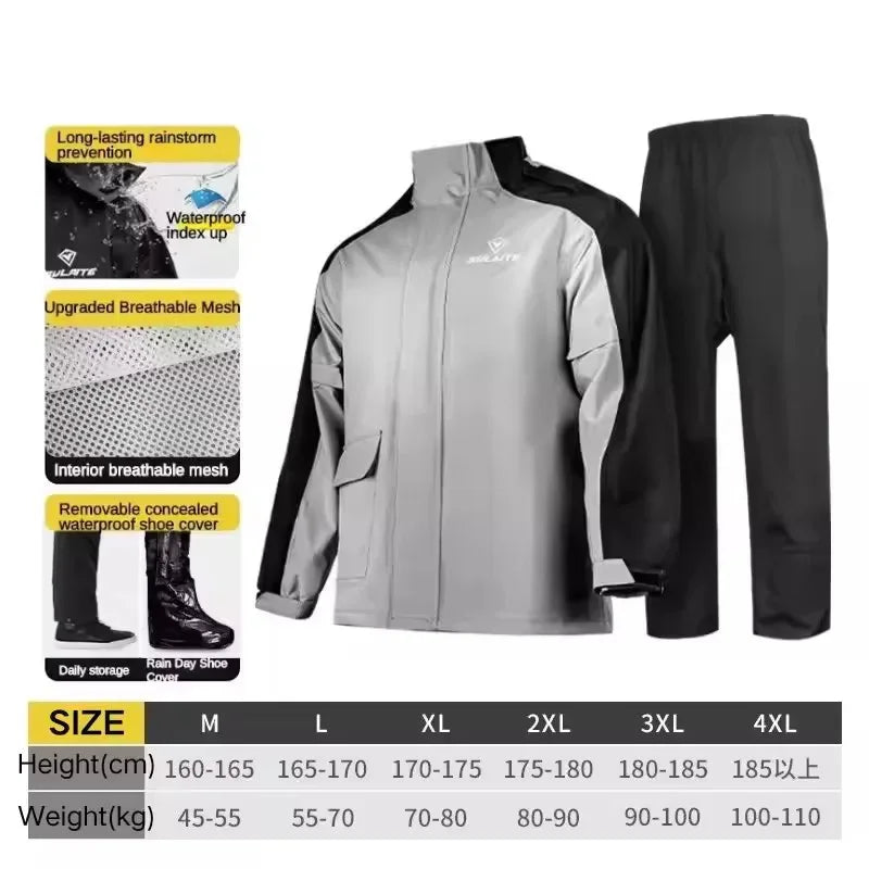Split Waterproof Motorcycle Riding Rain Suit for Men & Women Outdoor Dirt biker Scooter/Bike Racing Jacket & Pants Set Raincoat