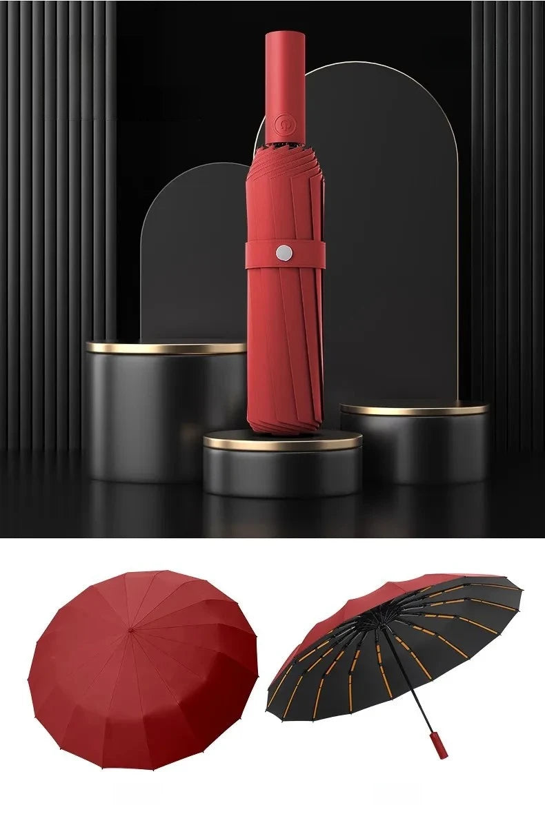 Stormproof Windproof Automatic Umbrella,288 Reinforced Fiberglass Ribs, Sun UV UPF50+ Protect, Compact Folding Rain Umbrella Men