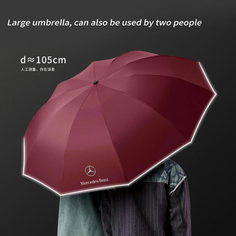 Mercedes Benz A B C E V S Class CLA CLS ML SLK Vito A45 C63 GLA GLC GLK GLS Car Automatic Folding Windproof UV Sunshade Umbrella