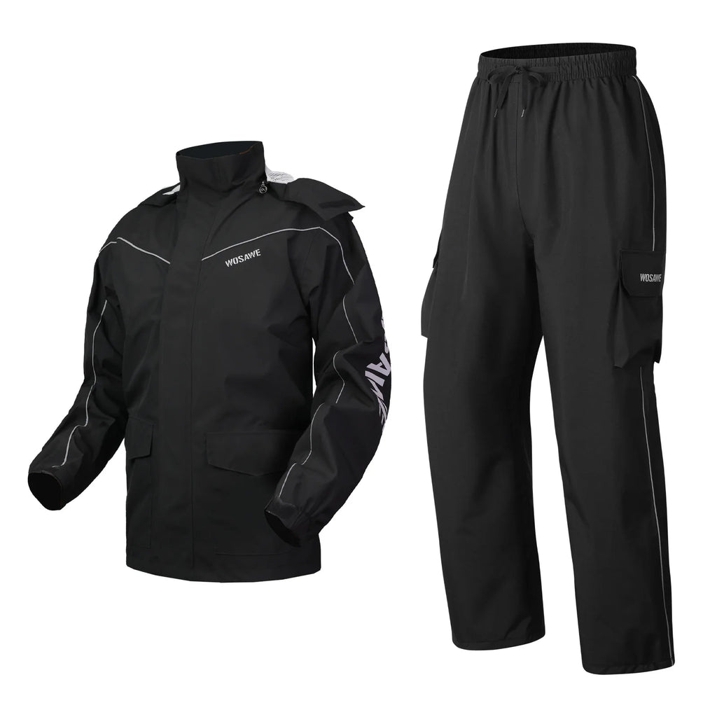 WOSAWE Motorcycle Raincoat Suit Moto Rider Split Waterproof Jacket Rain Pants E-bike Hiking Fishing Camping Foldable Rainwear