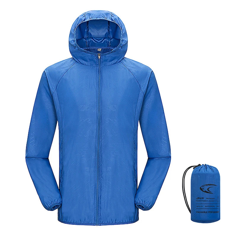JNLN Unisex Waterproof Outdoor Sport Jacket Men Women Hiking Camping Trekking Quick Dry Windbreaker Sun-Protective Rain Coat