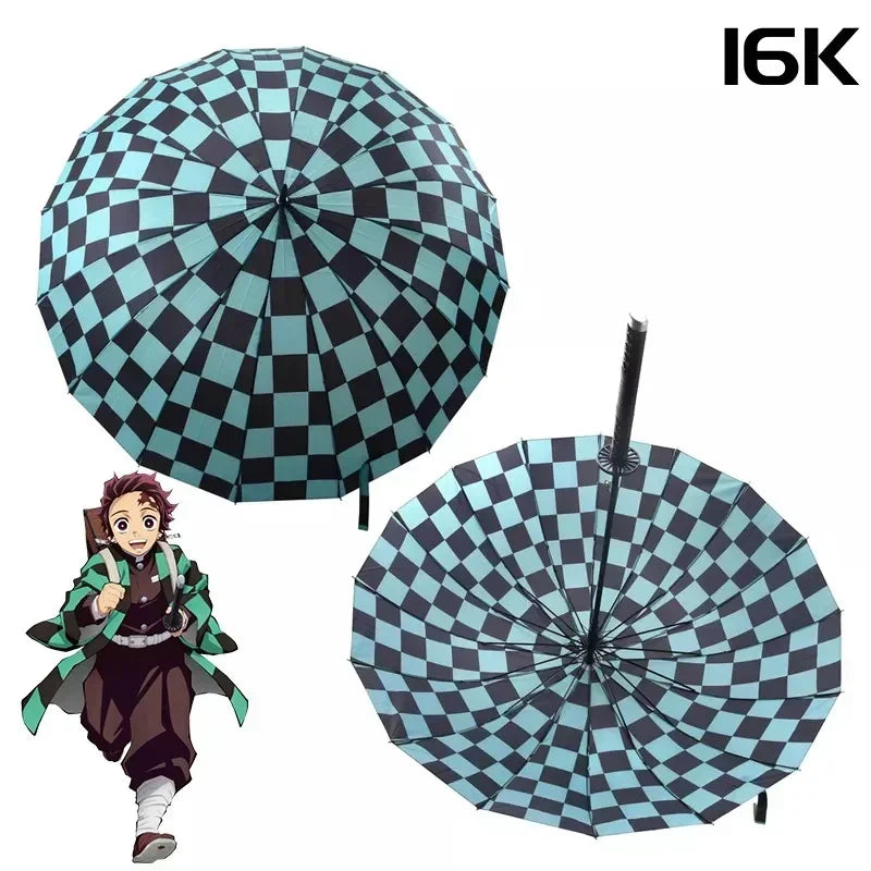 Anime Demon Slayer Katana Umbrella Long Handle Parasol Raincoar Zenitsu Tanjirou Samurai Sword Japanese Katana Umbrellas Gift