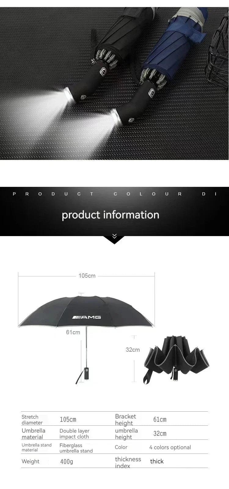 Mercedes Benz A B C E S Class AMG GLA GLB GLC GLE CLA CLS SLC GLS GLK SLK Vito Car Automatic Folding Windproof Sunshade Umbrella