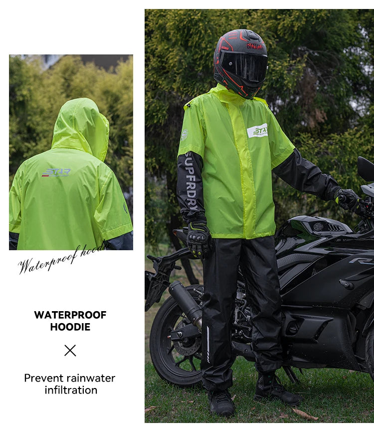 Star Field Knight Motorcycle Riding Raincoat Set Raincoat Rainpants Split Men And Women's Thin Reflective Waterproof Clothing