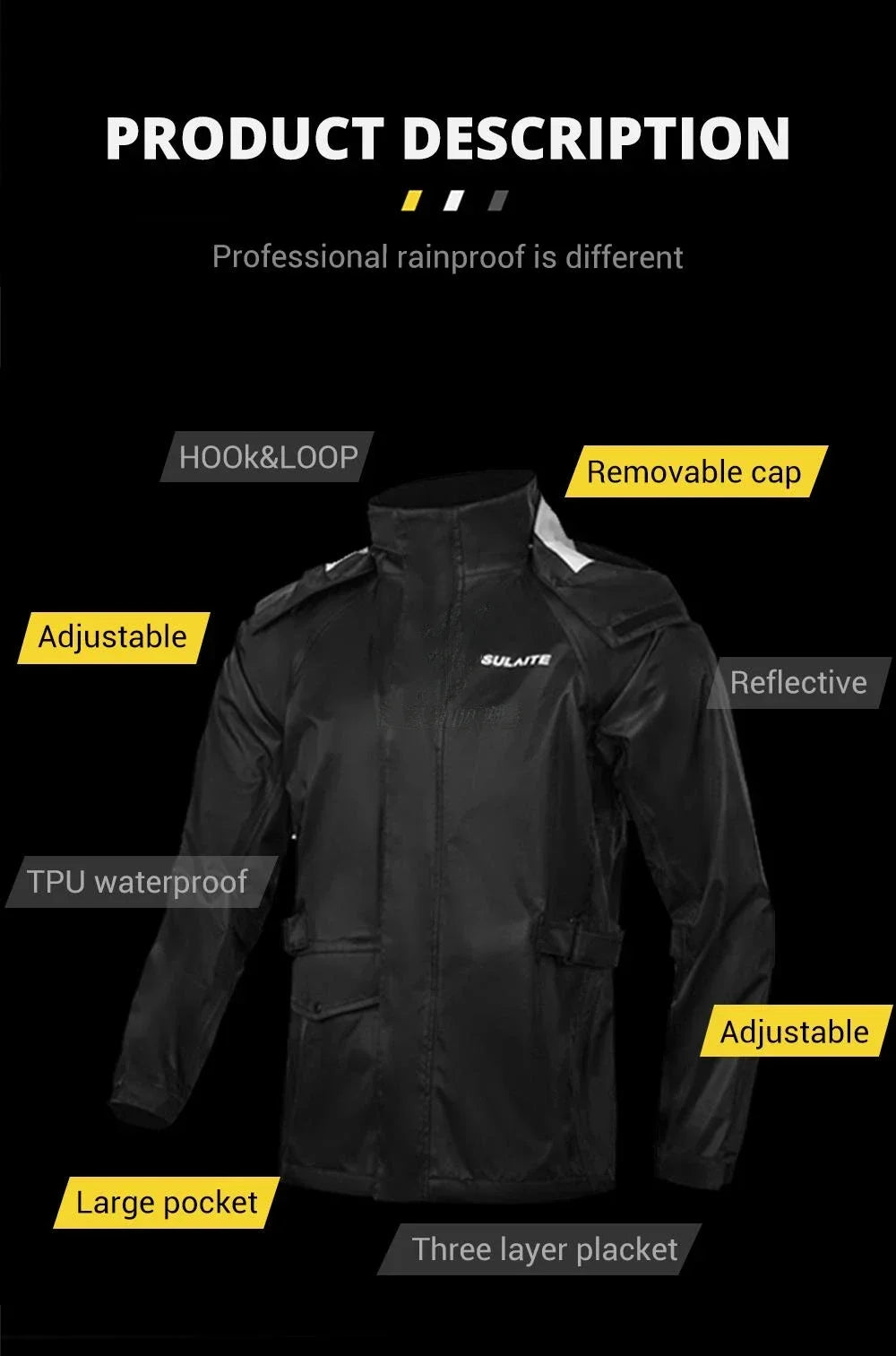 Waterproof Motorcycle Rain Suit-Full Body Raincoat & Rain Pants Set with Reflective Strips Fit for Men Women All-Weather Cycling