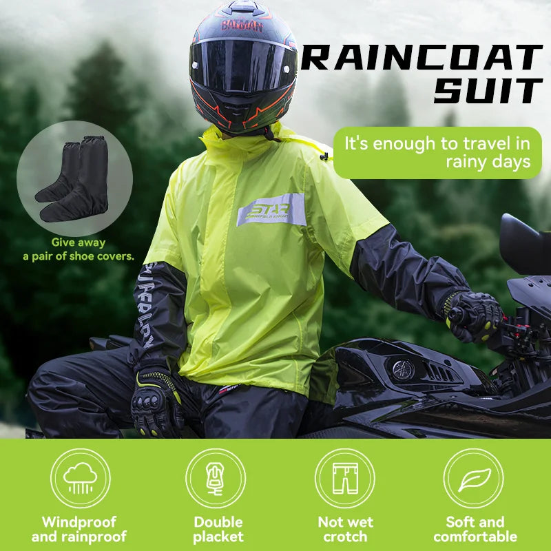 Star Field Knight Motorcycle Riding Raincoat Set Raincoat Rainpants Split Men And Women's Thin Reflective Waterproof Clothing