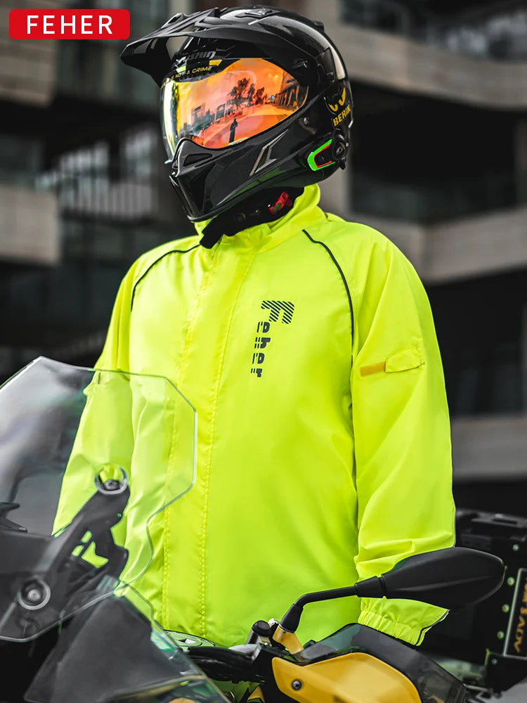 FEHER Motorcycle Raincoat Suit Unisex Rainstorm Waterproof Motorbike Raincoat Lightweight Design Tear Resistant for Rainy Days