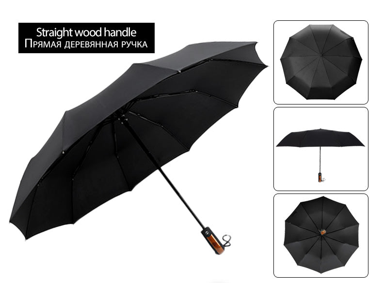 Genuine Parachase Folding Umbrella Brand Business Men Automatic Umbrella Rain Windproof Curved Handle Prasols for Adult