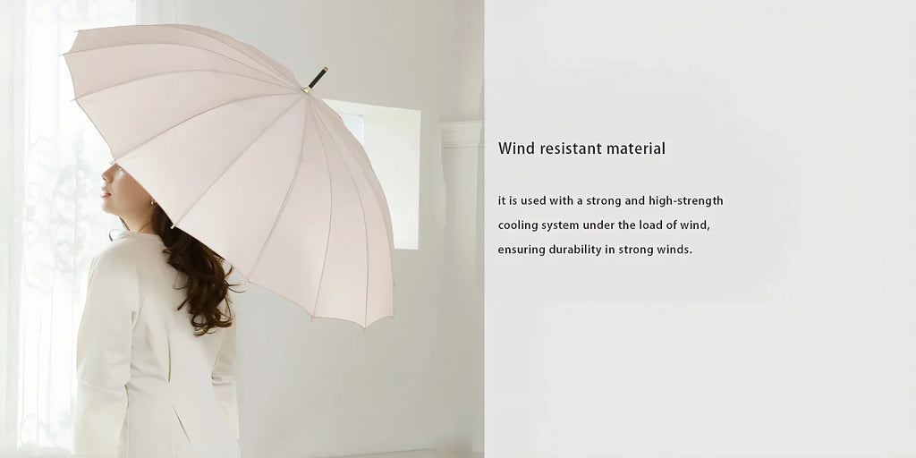 Japanese Style Windproof 16 Bone Umbrella Universal Large Handle Umbrella Long Handle Umbrella Dual-use Straight Pole Umbrella