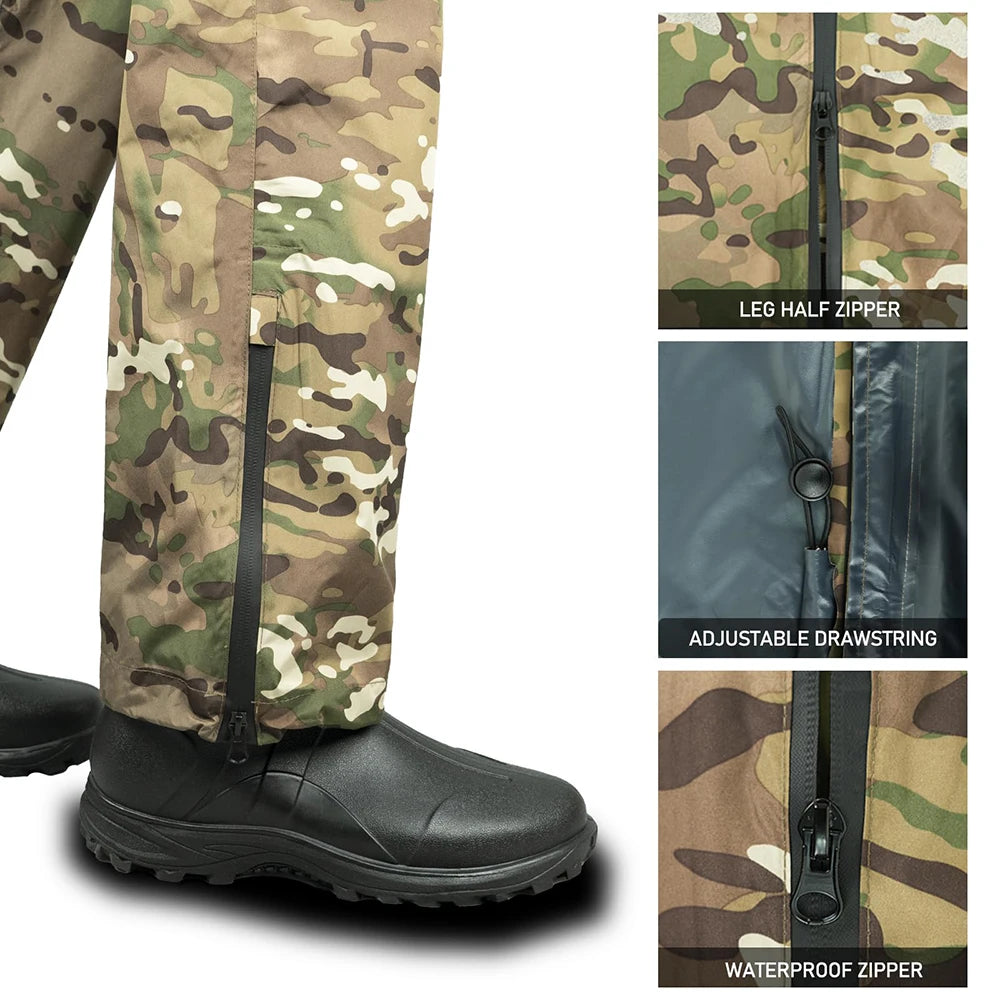 Rain Coat Set Suit Adults Unisex Men Women Camp Raincoat Set Hiking Hunting Fishing Outdoor Rainwear Rain Gears Cover Cp Tree