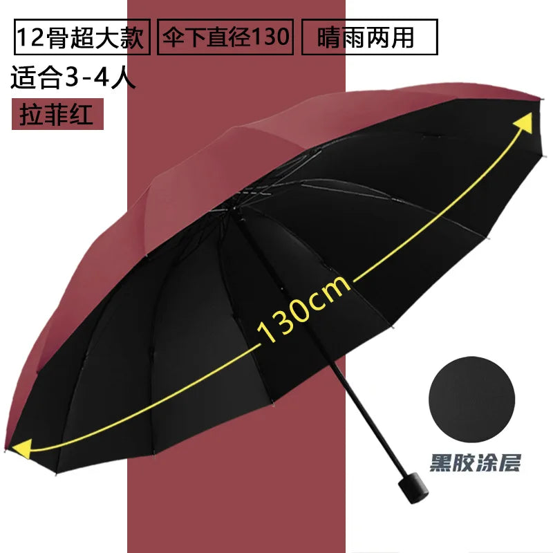 130cm Extra-large Folding Umbrella Suitable for Both Sunny and Rainy Days and Is Windproof, Waterproof Comprehensive Protection.