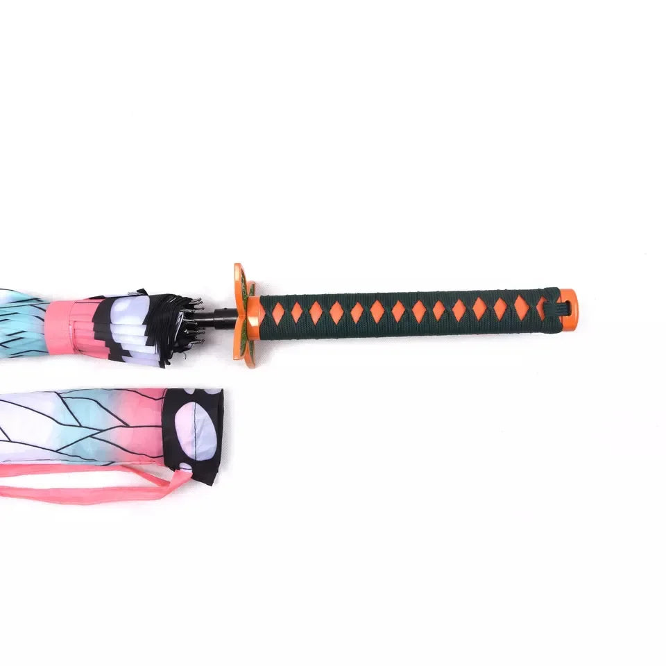 Anime Demon Slayer Katana Umbrella Long Handle Parasol Raincoar Zenitsu Tanjirou Samurai Sword Japanese Katana Umbrellas Gift