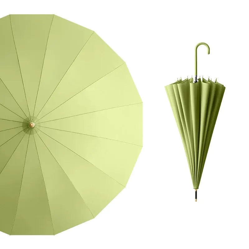 Japanese Long Handled Umbrella Ins for Both Sunny and Rainy Use, Black Glue Large Size Storm Resistant 16 Bone Automatic Waterpr