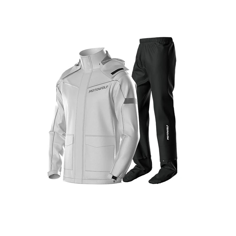 Motorcycle Rainsuit Waterproof Split Raincoat Suit Cycling Motorbike Jacket and Pants Lightweight Foldable Windproof Reflective