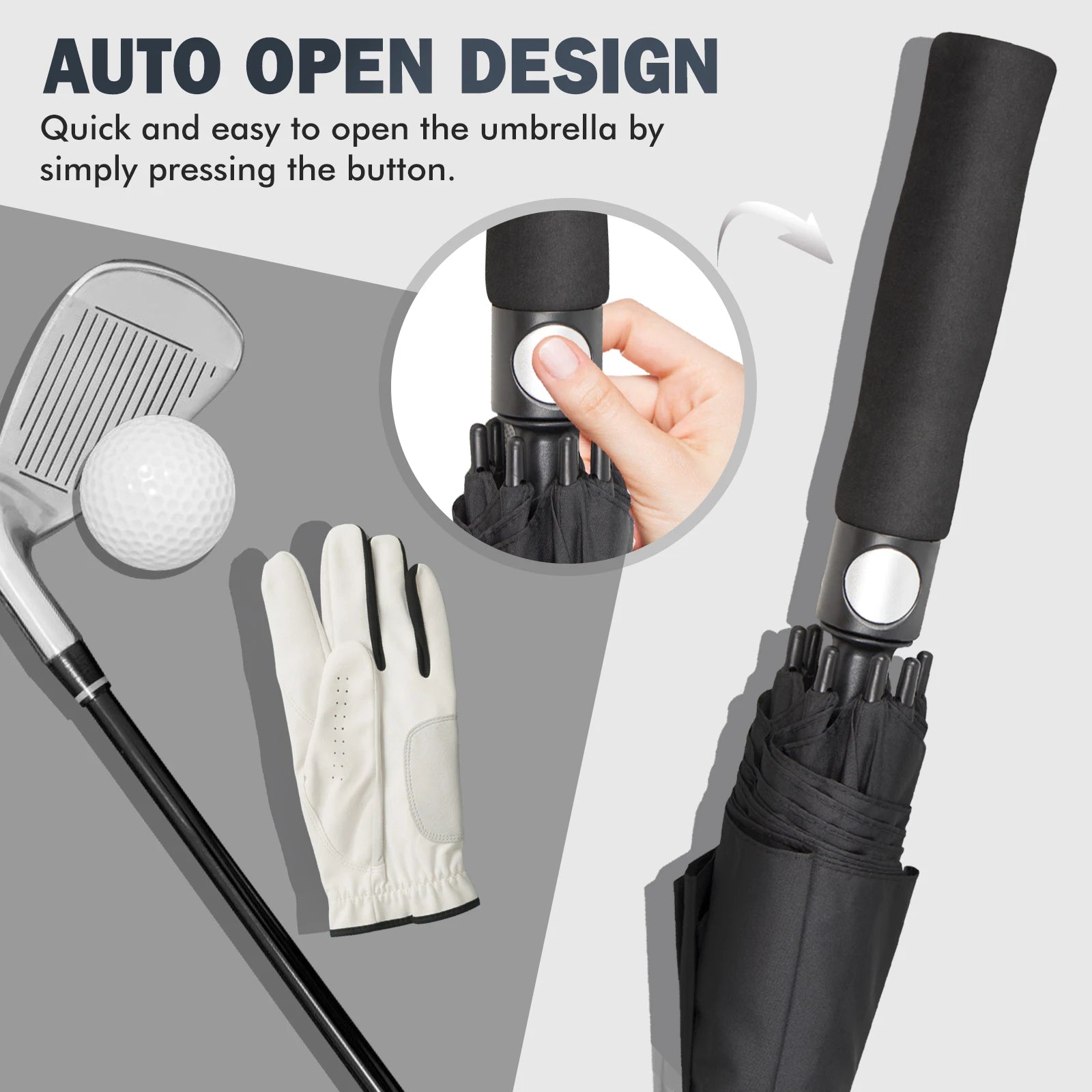 Golf Umbrella Extra Large Oversize Double Canopy Vented Windproof Waterproof Umbrella  62 Inch Automatic Open Golf Umbrella
