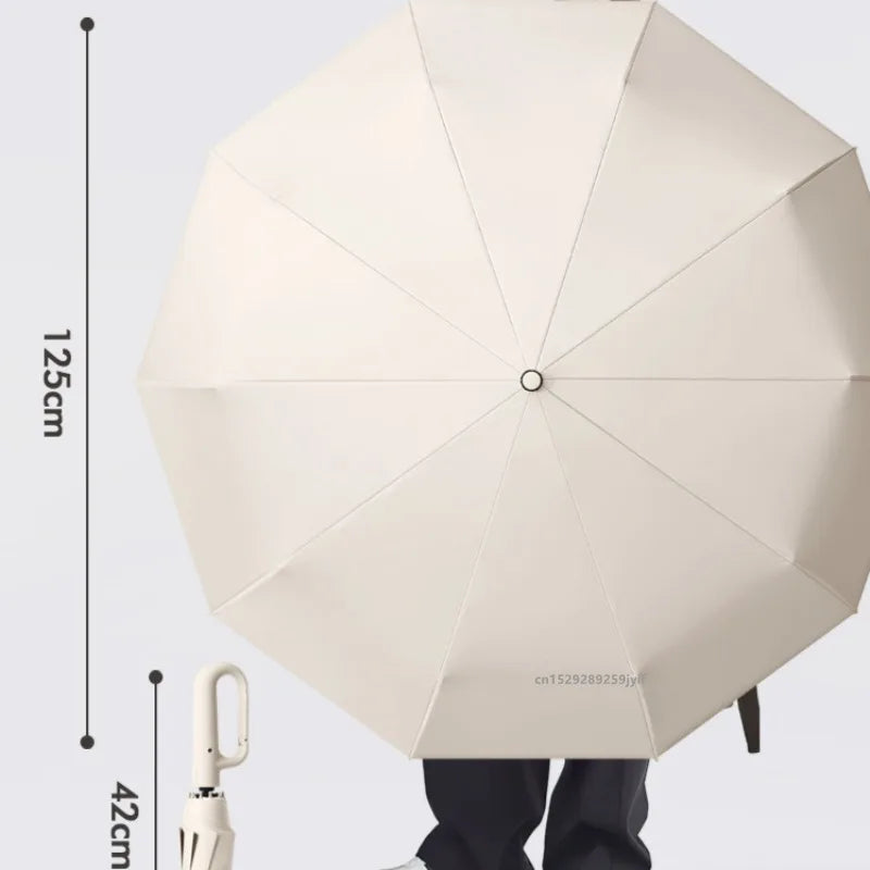 Ring Buckle Design Automatic Umbrella for Men Folding 125CM Extra Large Strong WOMEN'S Sunshade UV Protection Umbrella