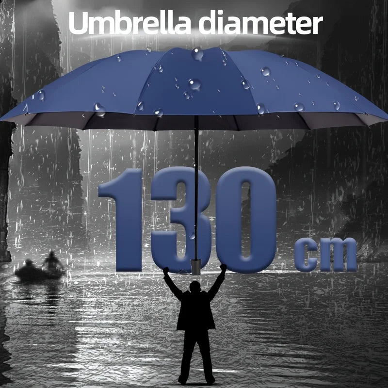 Super Large 130CM Business Folding Men Umbrella, Windproof Strong, Waterproof Sunproof Sunshade Uv Big Umbrellas