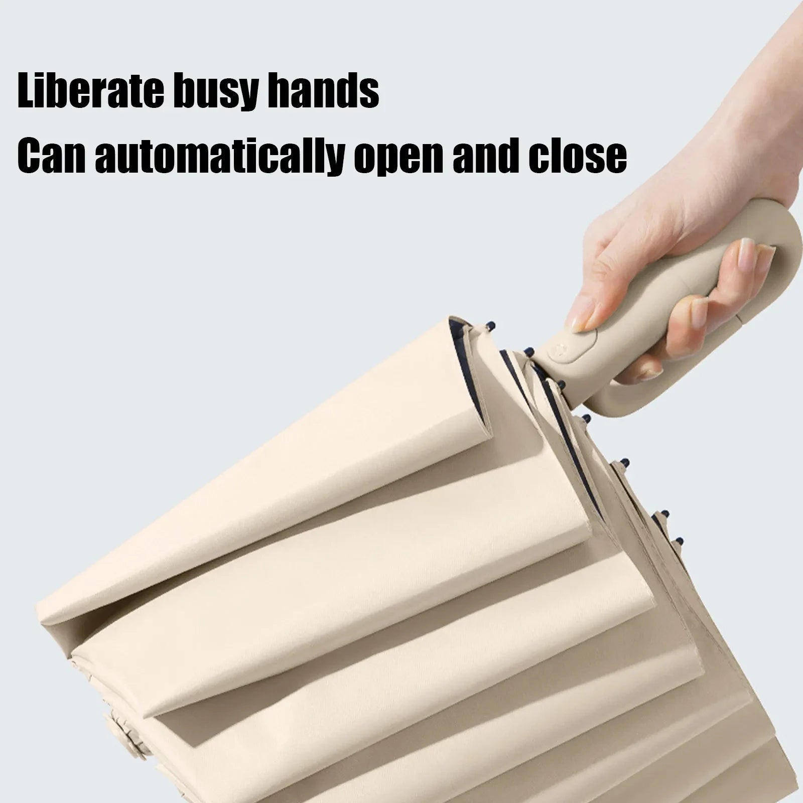 20Bones Windproof Fully Automatic Folding Umbrella with Loop Buckle UPF50+ Protable Compact Sun Rain Umbrellas for Women and Men