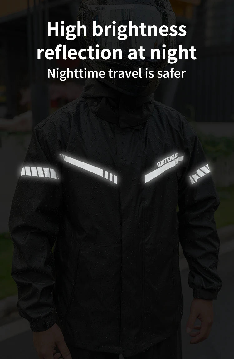 2025 New Upgrade Version Riding Clothes Rainy Suit Black Motorcycle Rider Raincoat Split Type 2pcs/Set Breathable Deep Rainproof