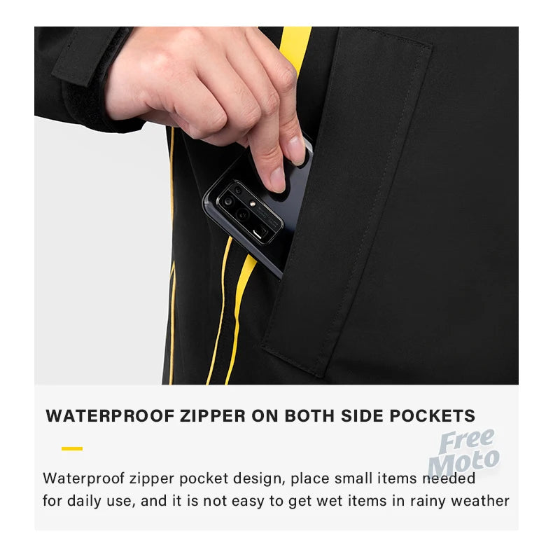 SULAITE Motorcycle Raincoat Suits Men Waterproof Rain Gear Rain Jacket Reflective Work Rain Coats Lightweight Hiking Rainsuit