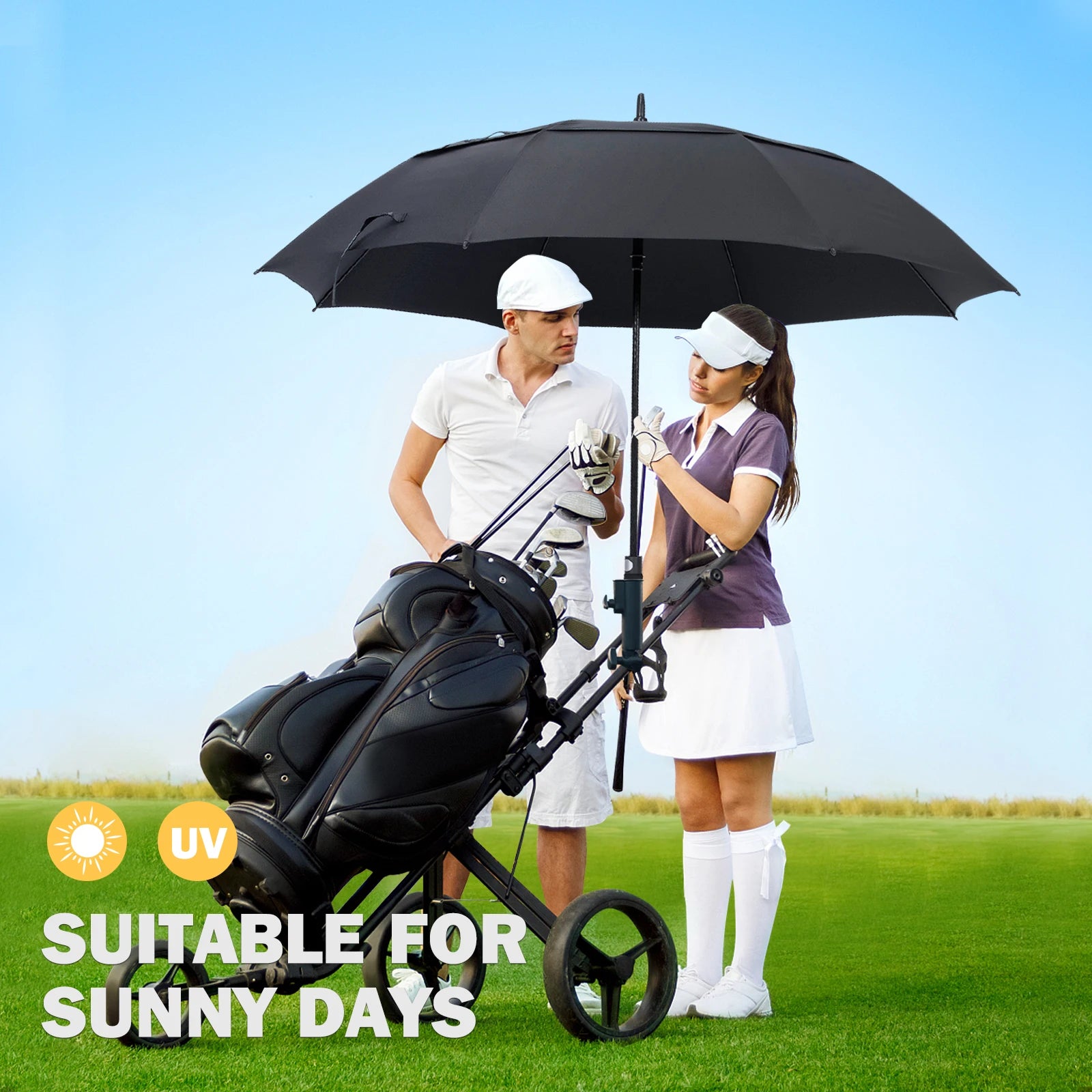 Golf Umbrella Extra Large Oversize Double Canopy Vented Windproof Waterproof Umbrella  62 Inch Automatic Open Golf Umbrella