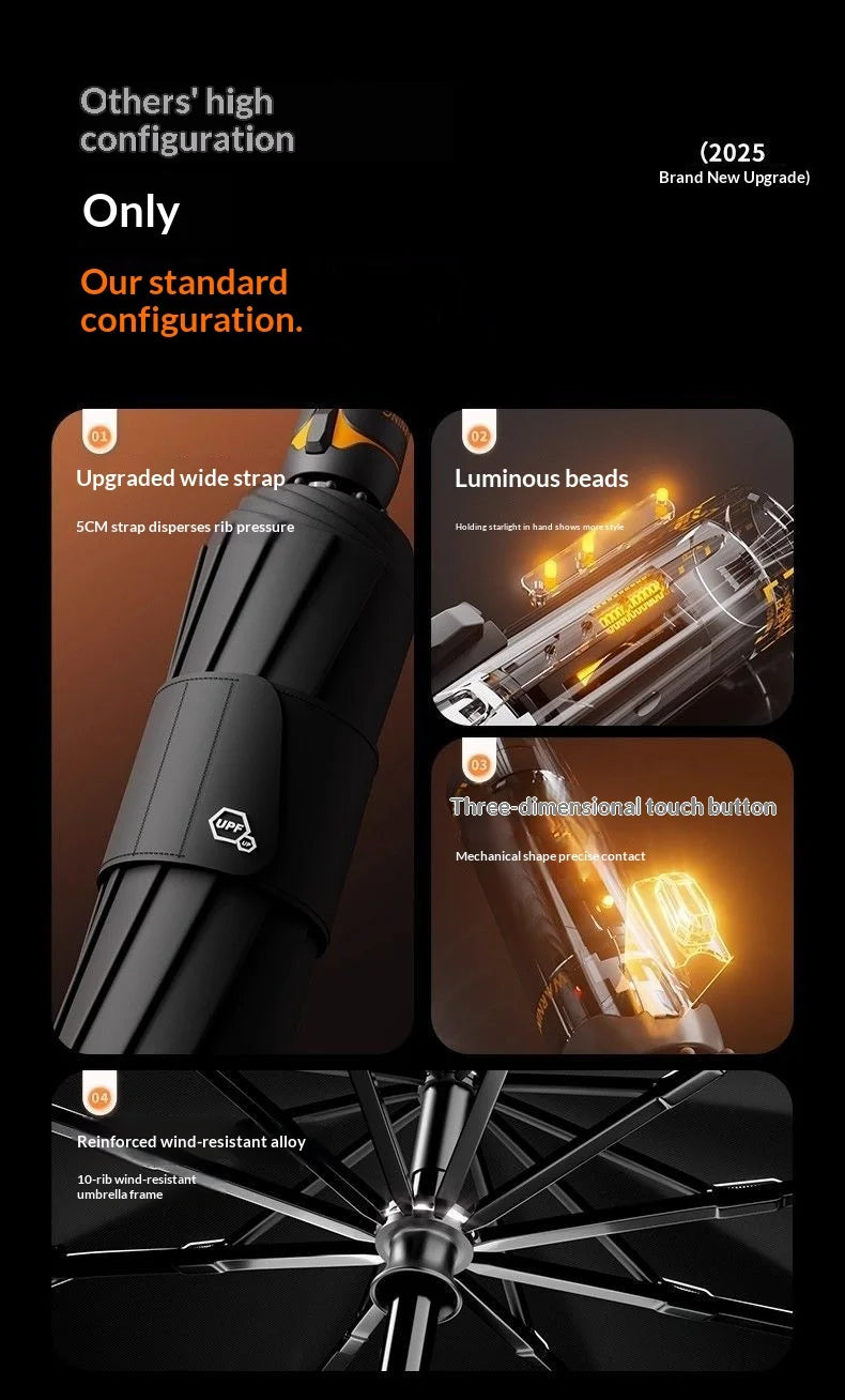 Cyber style fully automatic umbrella,extra large and reinforced,wind-resistant, UV-proof, suitable for both sunny and rainy days