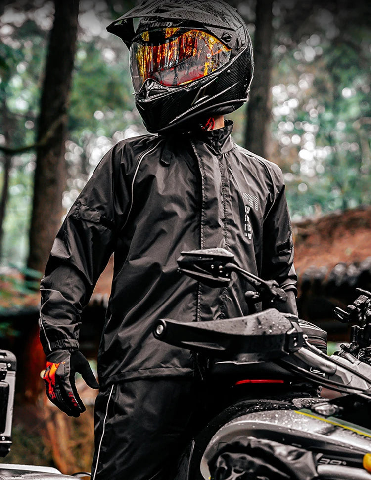 FEHER Motorcycle Raincoat Suit Unisex Rainstorm Waterproof Motorbike Raincoat Lightweight Design Tear Resistant for Rainy Days