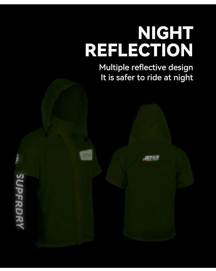 Star Field Knight Motorcycle Riding Raincoat Set Raincoat Rainpants Split Men And Women's Thin Reflective Waterproof Clothing